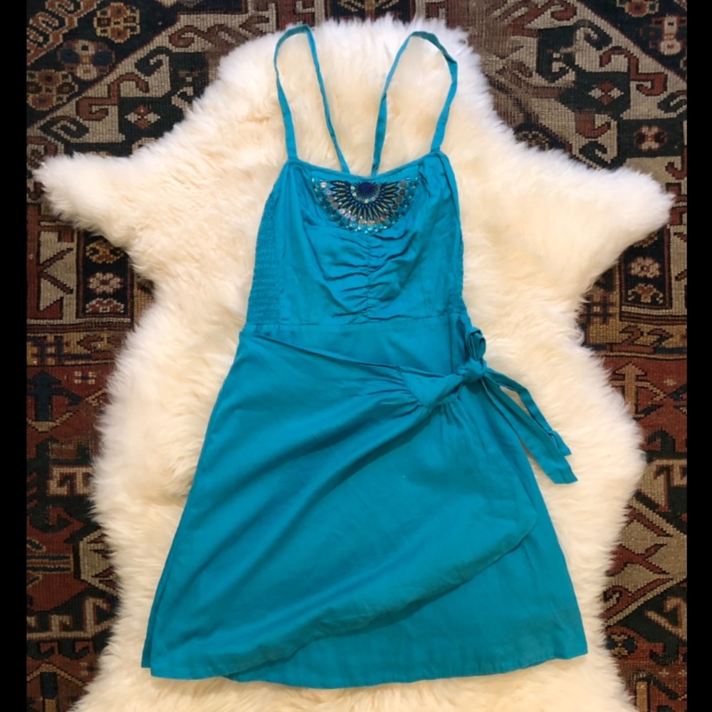 Free People Wrap Dress w/ Embroidery & Beading US2